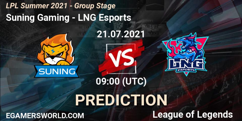Prognoza Suning Gaming - LNG Esports. 21.07.2021 at 09:00, LoL, LPL Summer 2021 - Group Stage