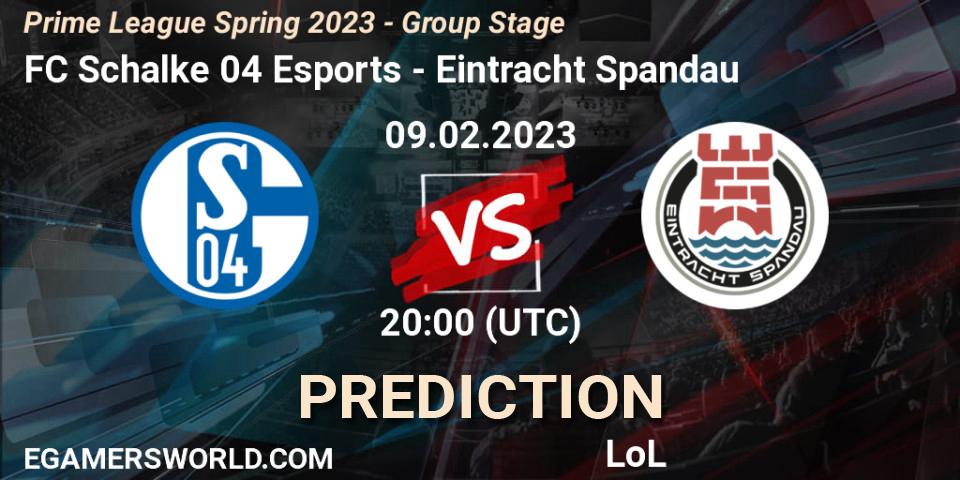 Prognoza FC Schalke 04 Esports - Eintracht Spandau. 09.02.23, LoL, Prime League Spring 2023 - Group Stage