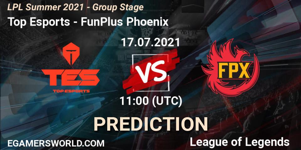 Prognoza Top Esports - FunPlus Phoenix. 17.07.2021 at 12:45, LoL, LPL Summer 2021 - Group Stage