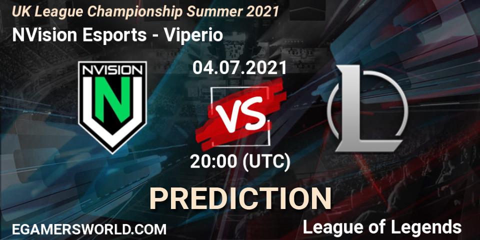 Prognoza NVision Esports - Viperio. 04.07.2021 at 20:00, LoL, UK League Championship Summer 2021