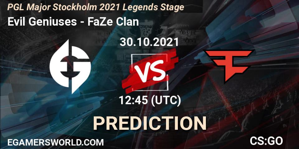 Prognoza Evil Geniuses - FaZe Clan. 30.10.2021 at 09:00, Counter-Strike (CS2), PGL Major Stockholm 2021 Legends Stage