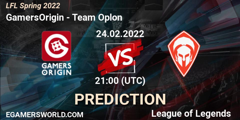 Prognoza GamersOrigin - Team Oplon. 24.02.2022 at 21:00, LoL, LFL Spring 2022