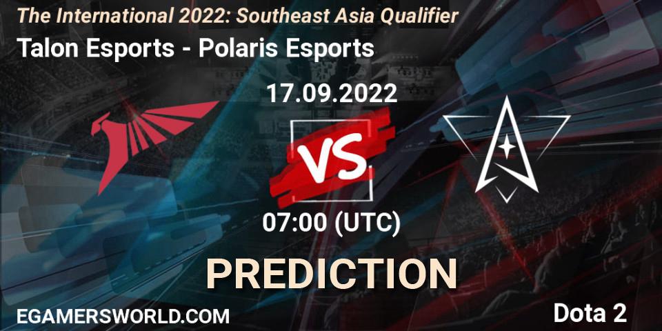 Prognoza Talon Esports - Polaris Esports. 17.09.2022 at 07:25, Dota 2, The International 2022: Southeast Asia Qualifier