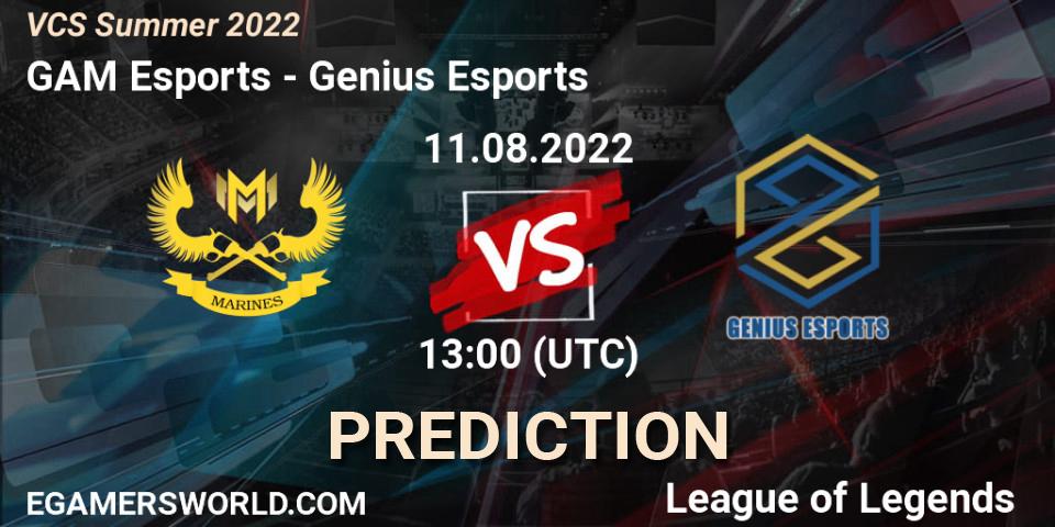 Prognoza GAM Esports - Genius Esports. 11.08.2022 at 13:00, LoL, VCS Summer 2022