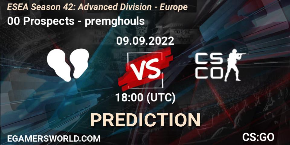 Prognoza 00 Prospects - premghouls. 09.09.2022 at 18:00, Counter-Strike (CS2), ESEA Season 42: Advanced Division - Europe