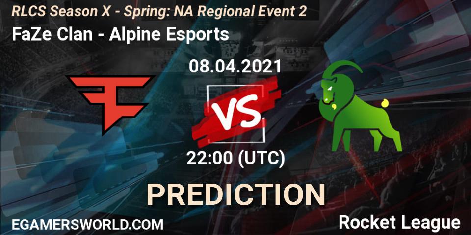 Prognoza FaZe Clan - Alpine Esports. 08.04.2021 at 22:00, Rocket League, RLCS Season X - Spring: NA Regional Event 2