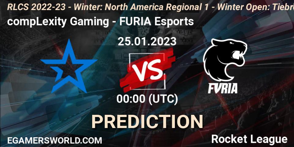 Prognoza compLexity Gaming - FURIA Esports. 25.01.2023 at 01:00, Rocket League, RLCS 2022-23 - Winter: North America Regional 1 - Winter Open: Tiebreaker