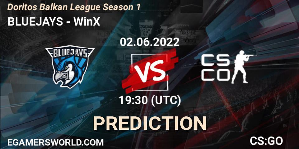 Prognoza BLUEJAYS - WinX. 02.06.2022 at 19:30, Counter-Strike (CS2), Doritos Balkan League Season 1