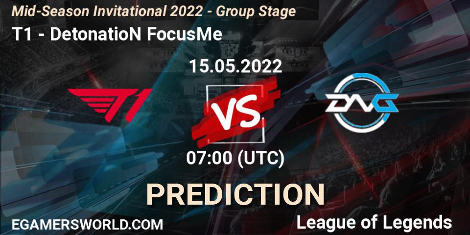 Prognoza T1 - DetonatioN FocusMe. 12.05.2022 at 13:00, LoL, Mid-Season Invitational 2022 - Group Stage