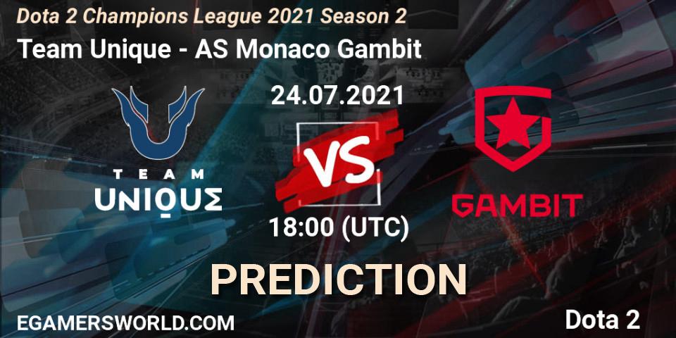 Prognoza Team Unique - AS Monaco Gambit. 24.07.2021 at 18:05, Dota 2, Dota 2 Champions League 2021 Season 2