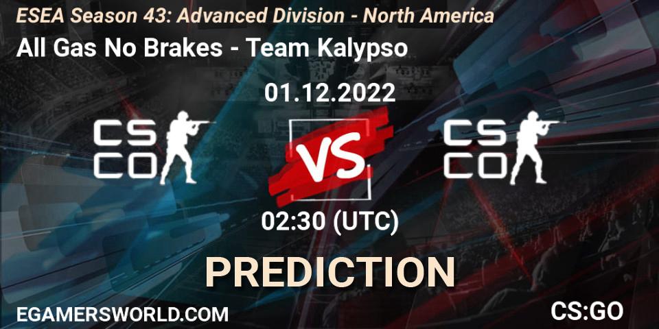 Prognoza All Gas No Brakes - Team Kalypso. 01.12.22, CS2 (CS:GO), ESEA Season 43: Advanced Division - North America