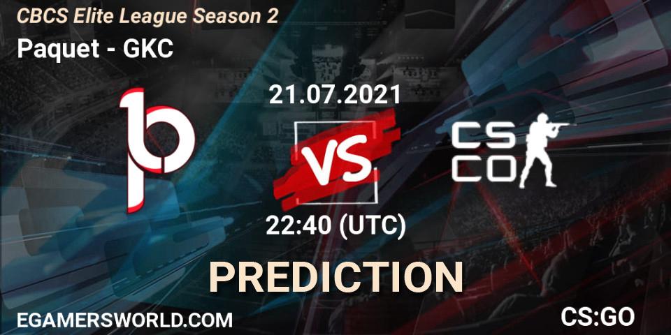Prognoza Paquetá - GKC. 21.07.2021 at 22:40, Counter-Strike (CS2), CBCS Elite League Season 2