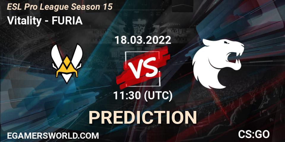 Prognoza Vitality - FURIA. 18.03.2022 at 11:30, Counter-Strike (CS2), ESL Pro League Season 15