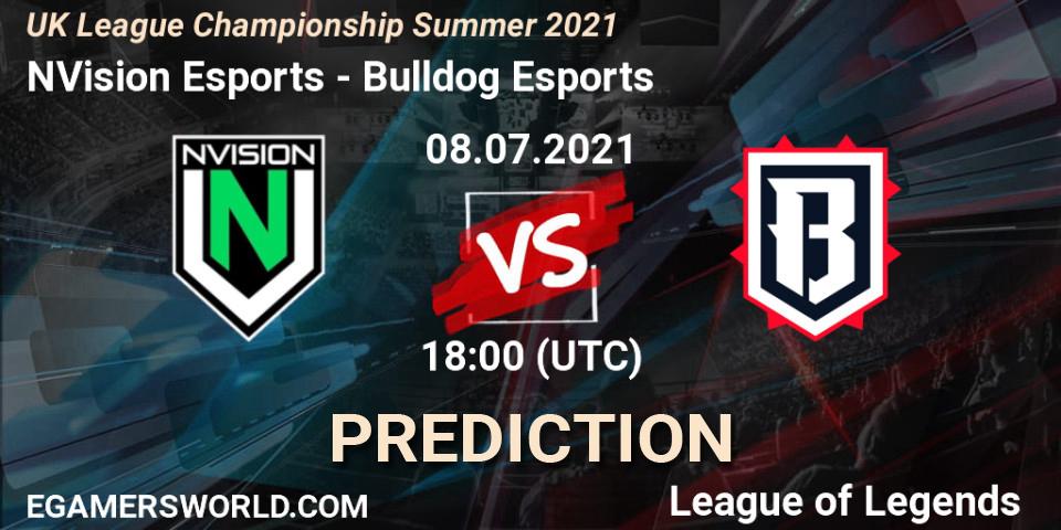 Prognoza NVision Esports - Bulldog Esports. 08.07.2021 at 18:00, LoL, UK League Championship Summer 2021
