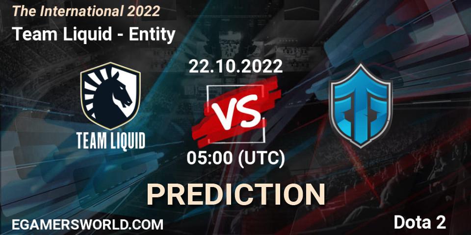 Prognoza Team Liquid - Entity. 22.10.2022 at 05:50, Dota 2, The International 2022