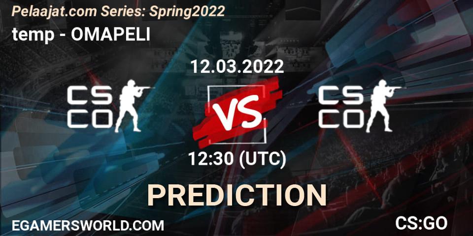 Prognoza Team temp - OMAPELI. 12.03.2022 at 12:30, Counter-Strike (CS2), Pelaajat.com Series: Spring 2022