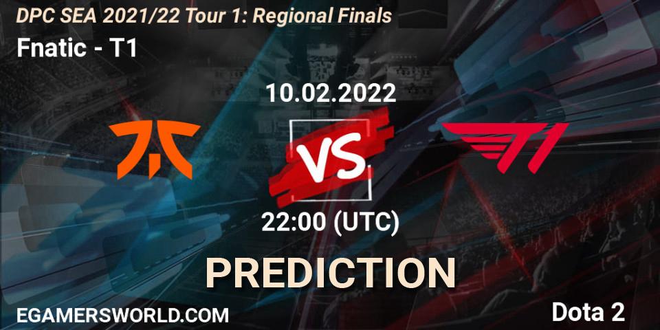 Prognoza Fnatic - T1. 11.02.2022 at 08:41, Dota 2, DPC SEA 2021/22 Tour 1: Regional Finals