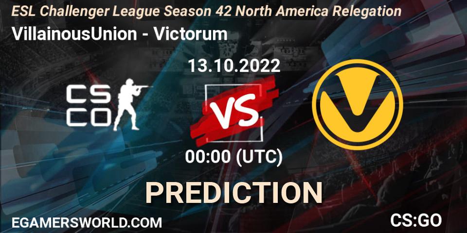 Prognoza VillainousUnion - Victorum. 13.10.22, CS2 (CS:GO), ESL Challenger League Season 42 North America Relegation