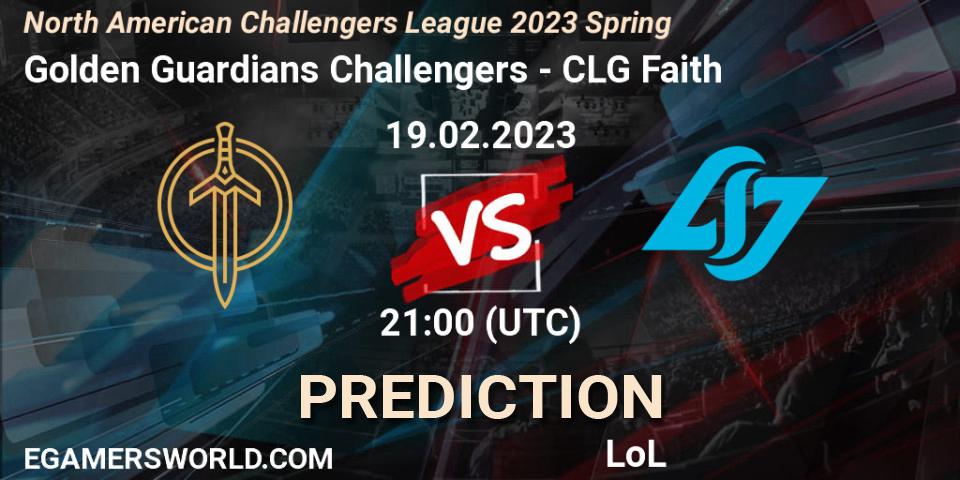 Prognoza Golden Guardians Challengers - CLG Faith. 19.02.23, LoL, NACL 2023 Spring - Group Stage