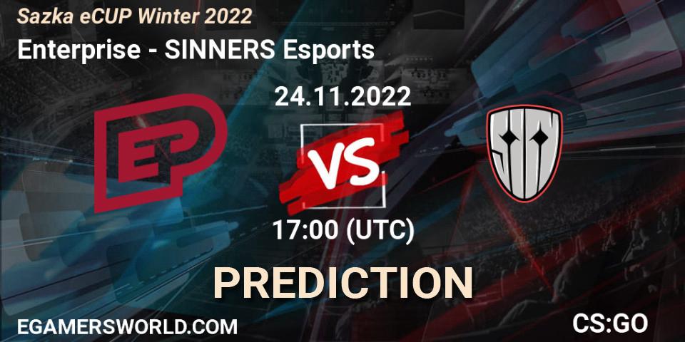 Prognoza Enterprise - SINNERS Esports. 24.11.2022 at 17:00, Counter-Strike (CS2), Sazka eCUP Winter 2022