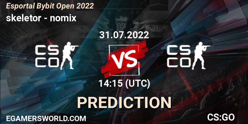 Prognoza skeletor - nomix. 31.07.2022 at 14:20, Counter-Strike (CS2), Esportal Bybit Open 2022