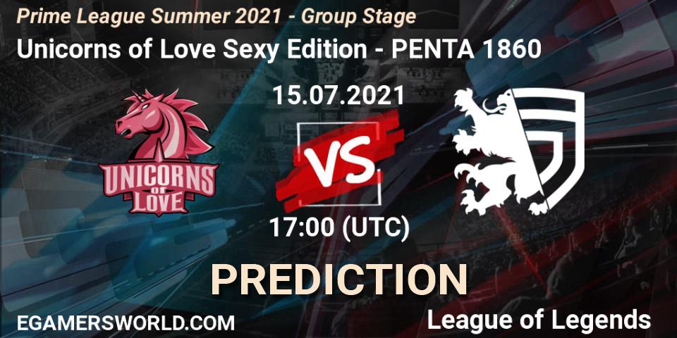 Prognoza Unicorns of Love Sexy Edition - PENTA 1860. 15.07.2021 at 17:00, LoL, Prime League Summer 2021 - Group Stage