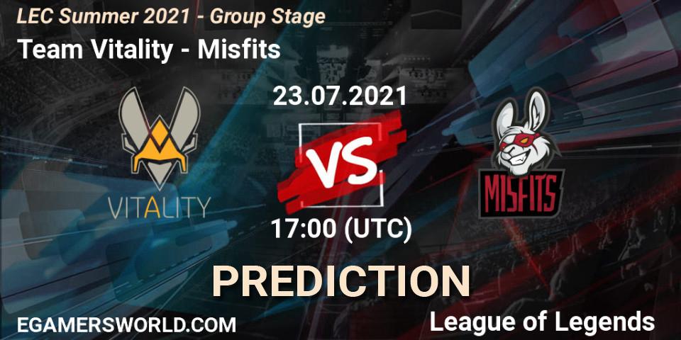 Prognoza Team Vitality - Misfits. 13.06.2021 at 16:00, LoL, LEC Summer 2021 - Group Stage