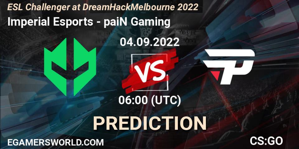 Prognoza Imperial Esports - paiN Gaming. 04.09.2022 at 05:20, Counter-Strike (CS2), ESL Challenger at DreamHack Melbourne 2022
