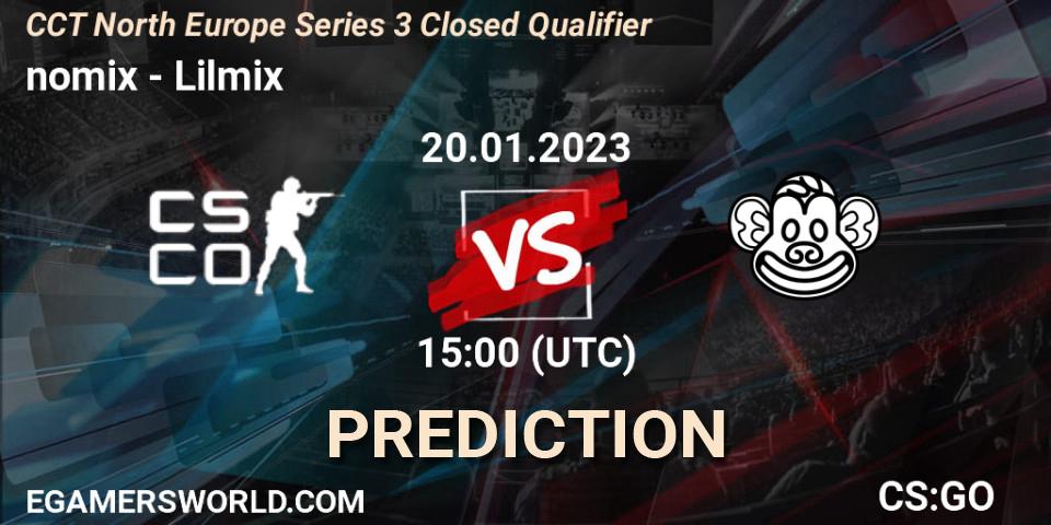 Prognoza nomix - Lilmix. 20.01.2023 at 15:00, Counter-Strike (CS2), CCT North Europe Series 3 Closed Qualifier