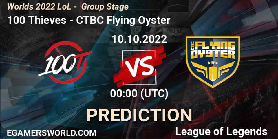 Prognoza 100 Thieves - CTBC Flying Oyster. 16.10.2022 at 19:00, LoL, Worlds 2022 LoL - Group Stage