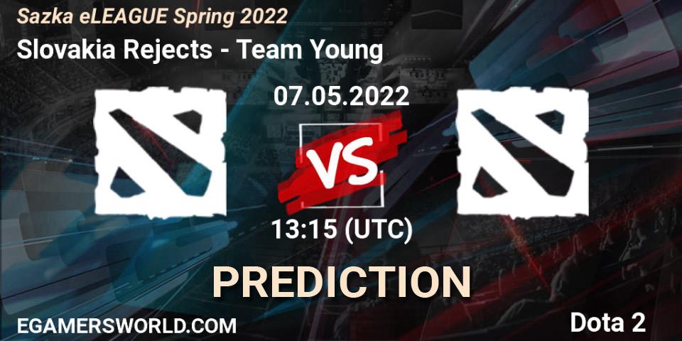 Prognoza Slovakia Rejects - Team Young. 07.05.2022 at 13:30, Dota 2, Sazka eLEAGUE Spring 2022
