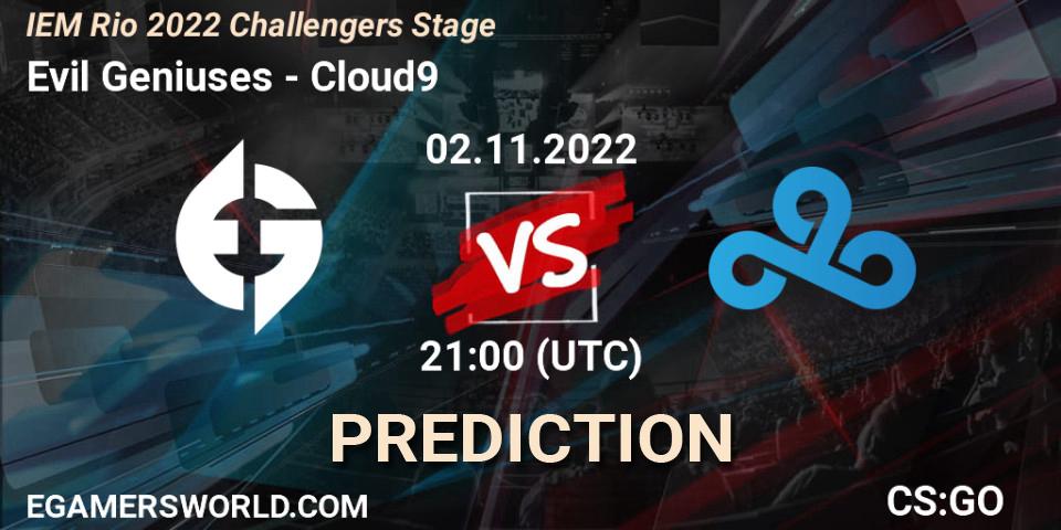 Prognoza Evil Geniuses - Cloud9. 02.11.2022 at 21:00, Counter-Strike (CS2), IEM Rio 2022 Challengers Stage