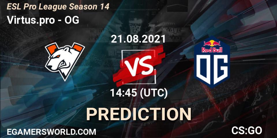 Prognoza Virtus.pro - OG. 21.08.2021 at 15:20, Counter-Strike (CS2), ESL Pro League Season 14