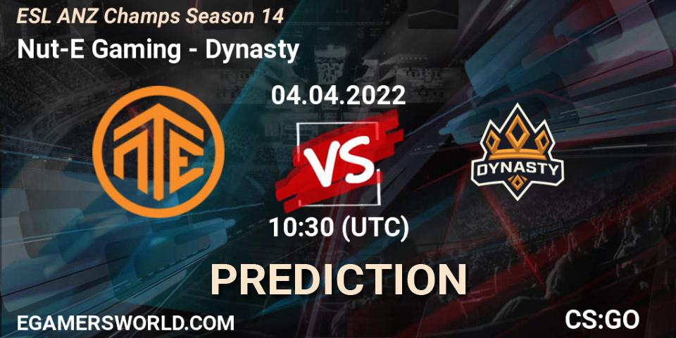 Prognoza Nut-E Gaming - Dynasty. 04.04.2022 at 10:30, Counter-Strike (CS2), ESL ANZ Champs Season 14