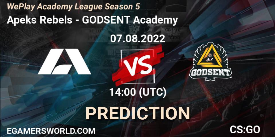 Prognoza Apeks Rebels - GODSENT Academy. 26.07.2022 at 14:00, Counter-Strike (CS2), WePlay Academy League Season 5