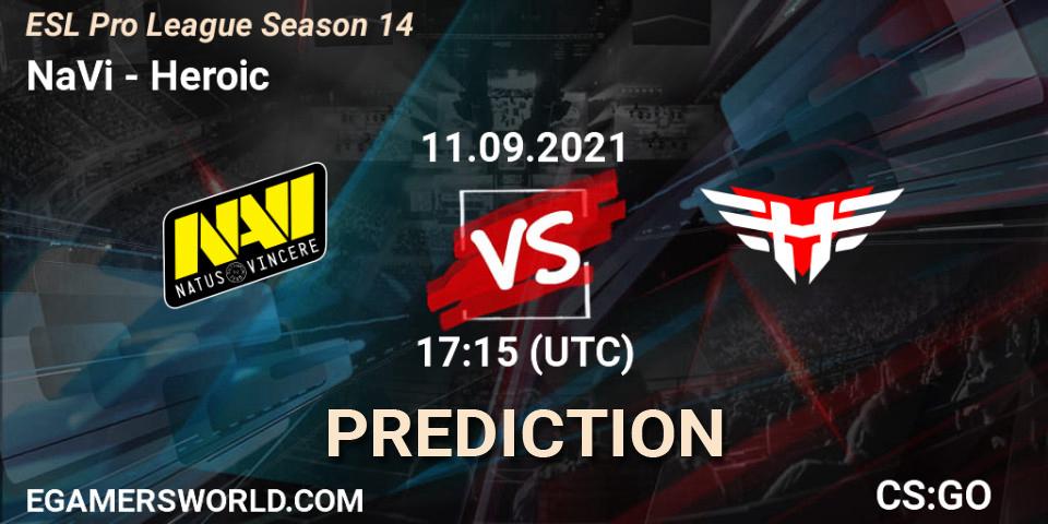 Prognoza NaVi - Heroic. 11.09.2021 at 17:15, Counter-Strike (CS2), ESL Pro League Season 14