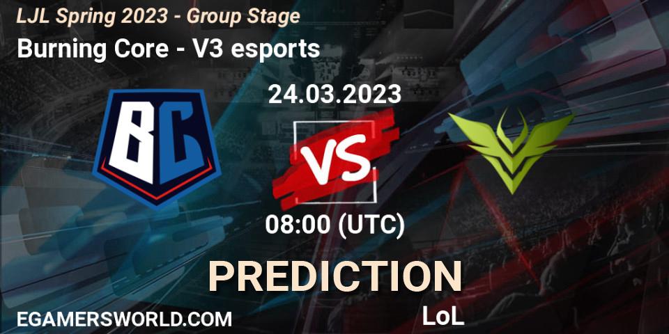Prognoza Burning Core - V3 esports. 24.03.23, LoL, LJL Spring 2023 - Group Stage