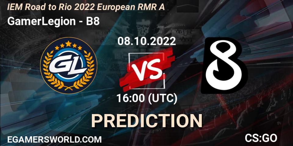 Prognoza GamerLegion - B8. 08.10.2022 at 16:05, Counter-Strike (CS2), IEM Road to Rio 2022 European RMR A