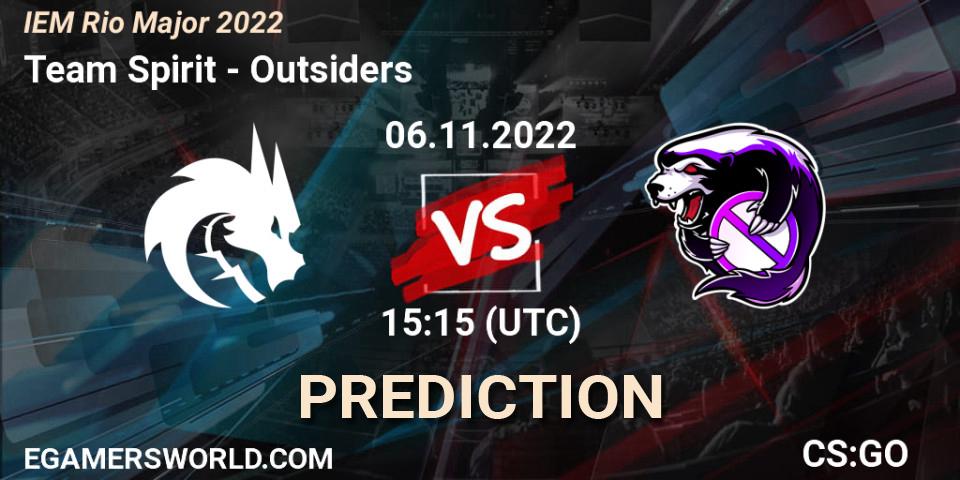 Prognoza Team Spirit - Outsiders. 06.11.2022 at 15:40, Counter-Strike (CS2), IEM Rio Major 2022