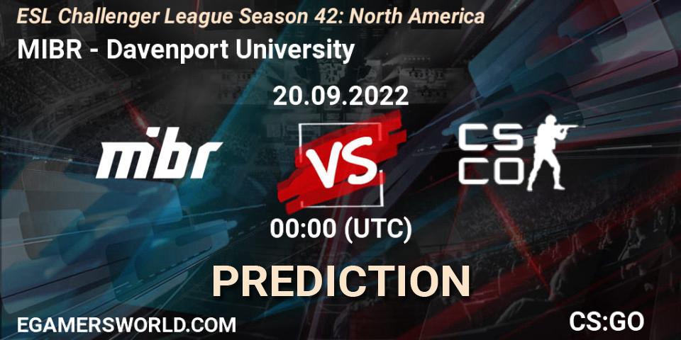 Prognoza MIBR - Davenport University. 20.09.2022 at 01:30, Counter-Strike (CS2), ESL Challenger League Season 42: North America