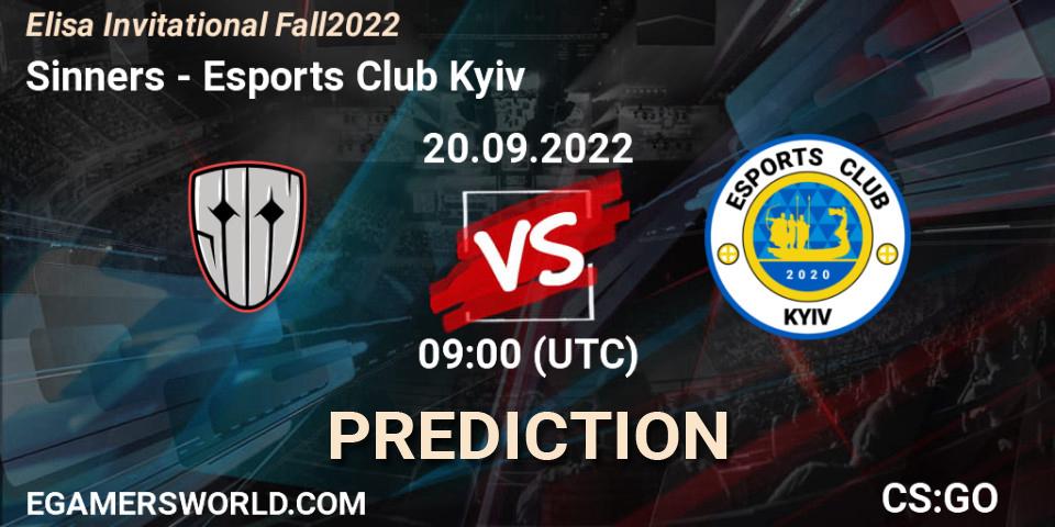 Prognoza Sinners - Esports Club Kyiv. 20.09.2022 at 09:00, Counter-Strike (CS2), Elisa Invitational Fall 2022