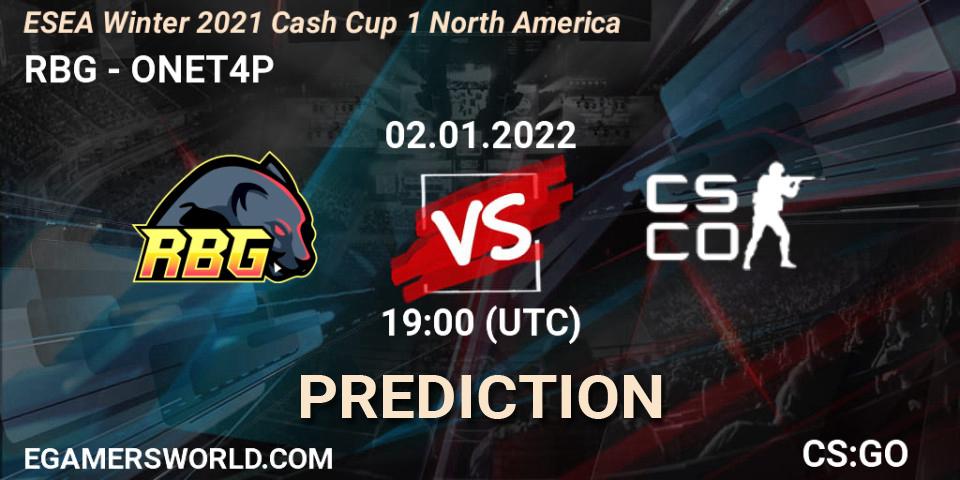 Prognoza RBG - ONET4P. 02.01.2022 at 19:00, Counter-Strike (CS2), ESEA Cash Cup: North America - Winter 2022 #1