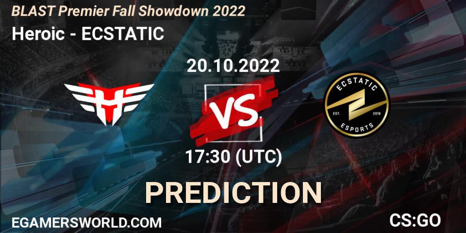 Prognoza Heroic - ECSTATIC. 20.10.2022 at 18:40, Counter-Strike (CS2), BLAST Premier Fall Showdown 2022 Europe