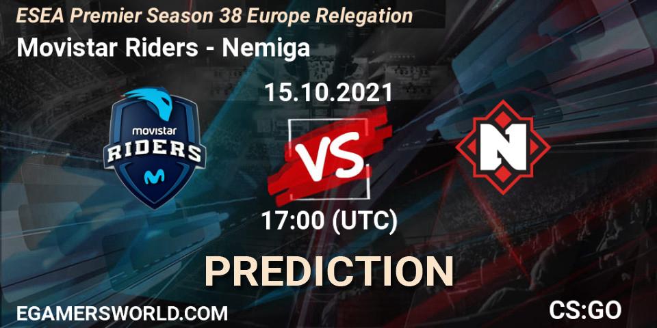 Prognoza Movistar Riders - Nemiga. 15.10.2021 at 17:00, Counter-Strike (CS2), ESEA Premier Season 38 Europe Relegation