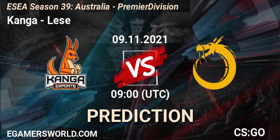 Prognoza Kanga - Lese. 09.11.2021 at 09:00, Counter-Strike (CS2), ESEA Season 39: Australia - Premier Division