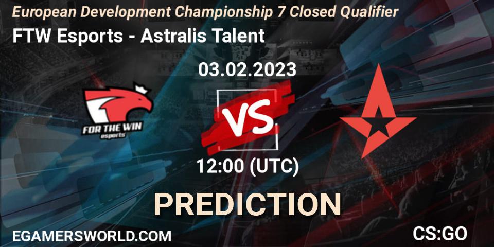 Prognoza FTW Esports - Astralis Talent. 03.02.23, CS2 (CS:GO), European Development Championship 7 Closed Qualifier