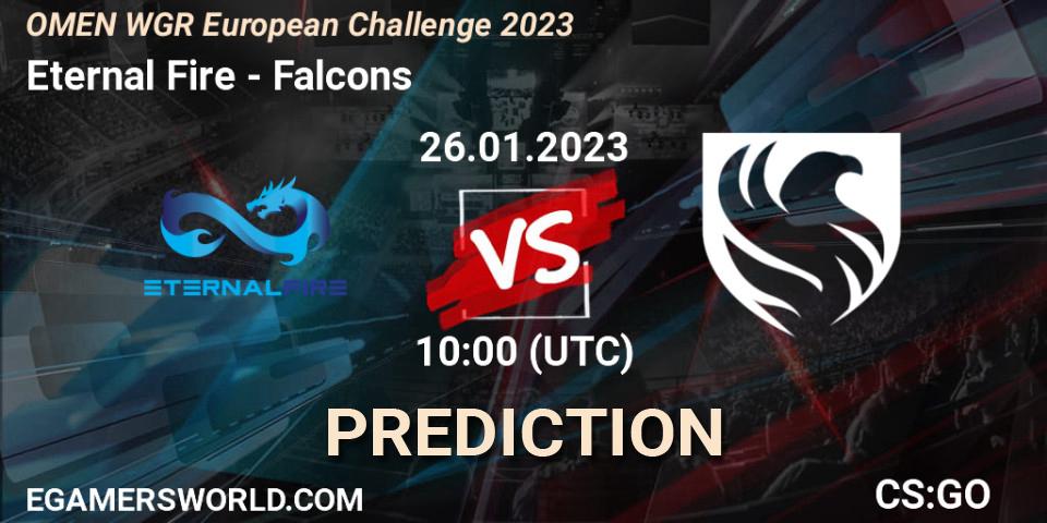 Prognoza Eternal Fire - Falcons. 26.01.2023 at 10:00, Counter-Strike (CS2), OMEN WGR European Challenge 2023