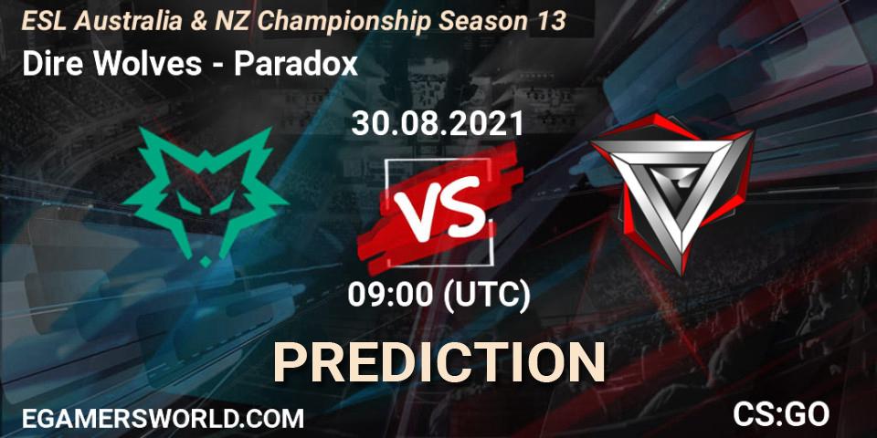 Prognoza Dire Wolves - Paradox. 30.08.2021 at 09:15, Counter-Strike (CS2), ESL Australia & NZ Championship Season 13
