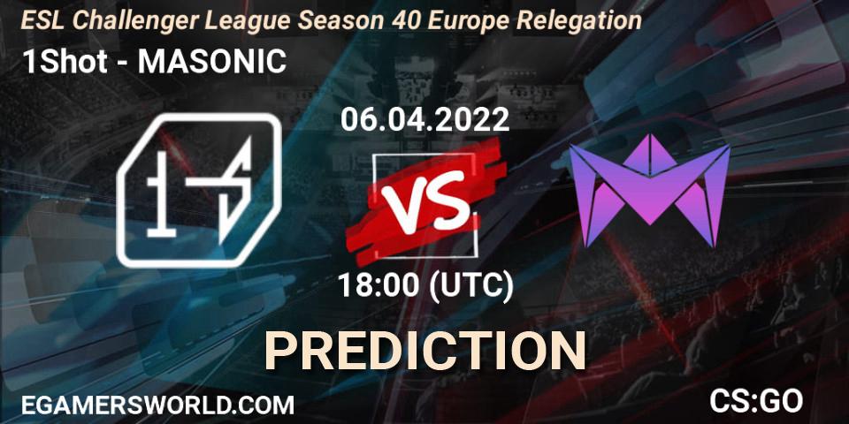 Prognoza 1Shot - MASONIC. 06.04.2022 at 19:00, Counter-Strike (CS2), ESL Challenger League Season 40 Europe Relegation