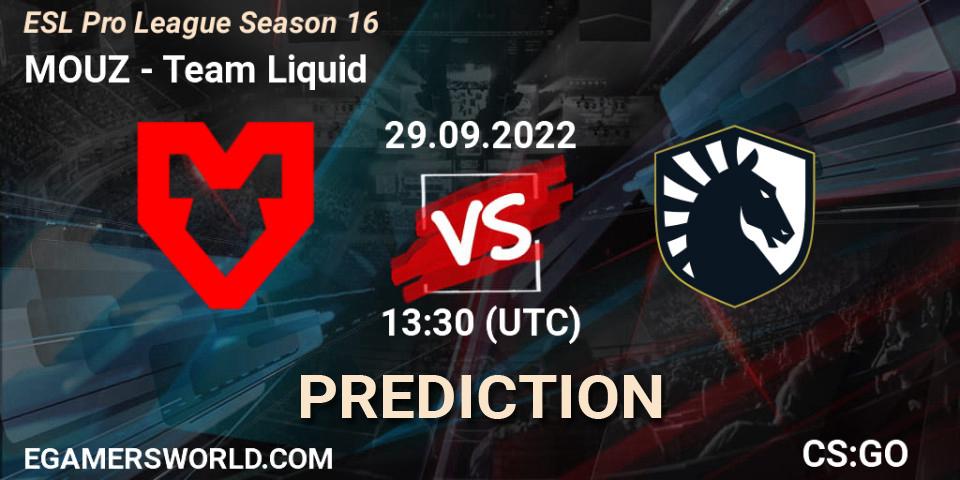 Prognoza MOUZ - Team Liquid. 29.09.2022 at 13:30, Counter-Strike (CS2), ESL Pro League Season 16